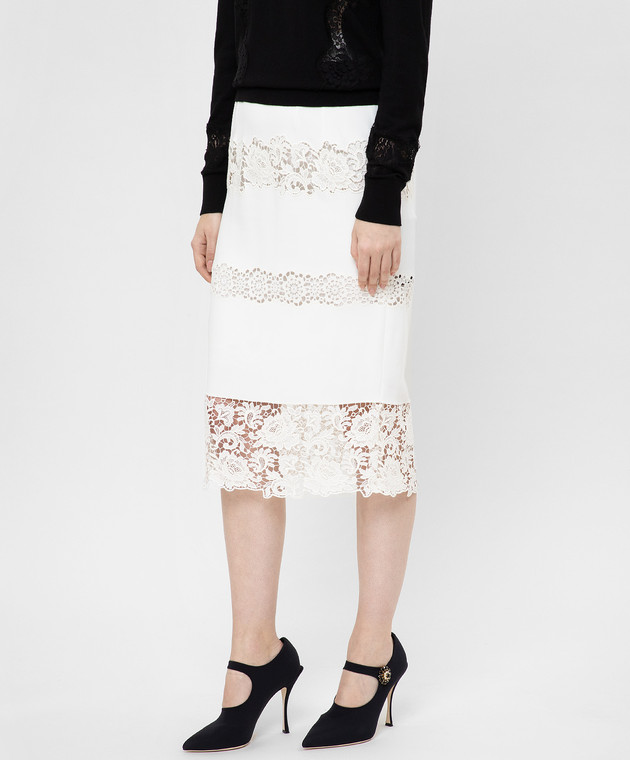 Dolce&Gabbana Белая юбка с кружевом F4BHVZFGMFB изображение 3