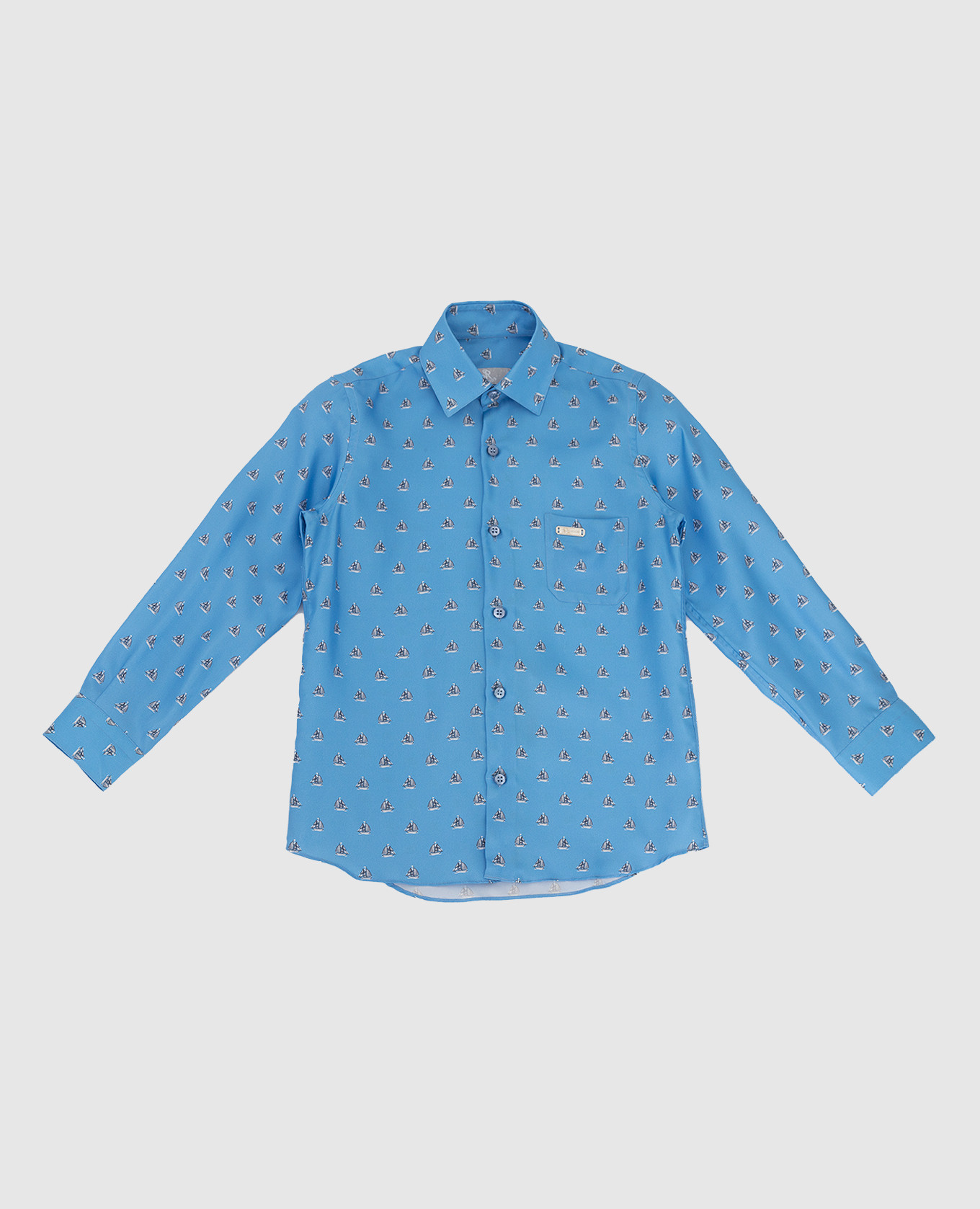 Children's blue patterned silk shirt