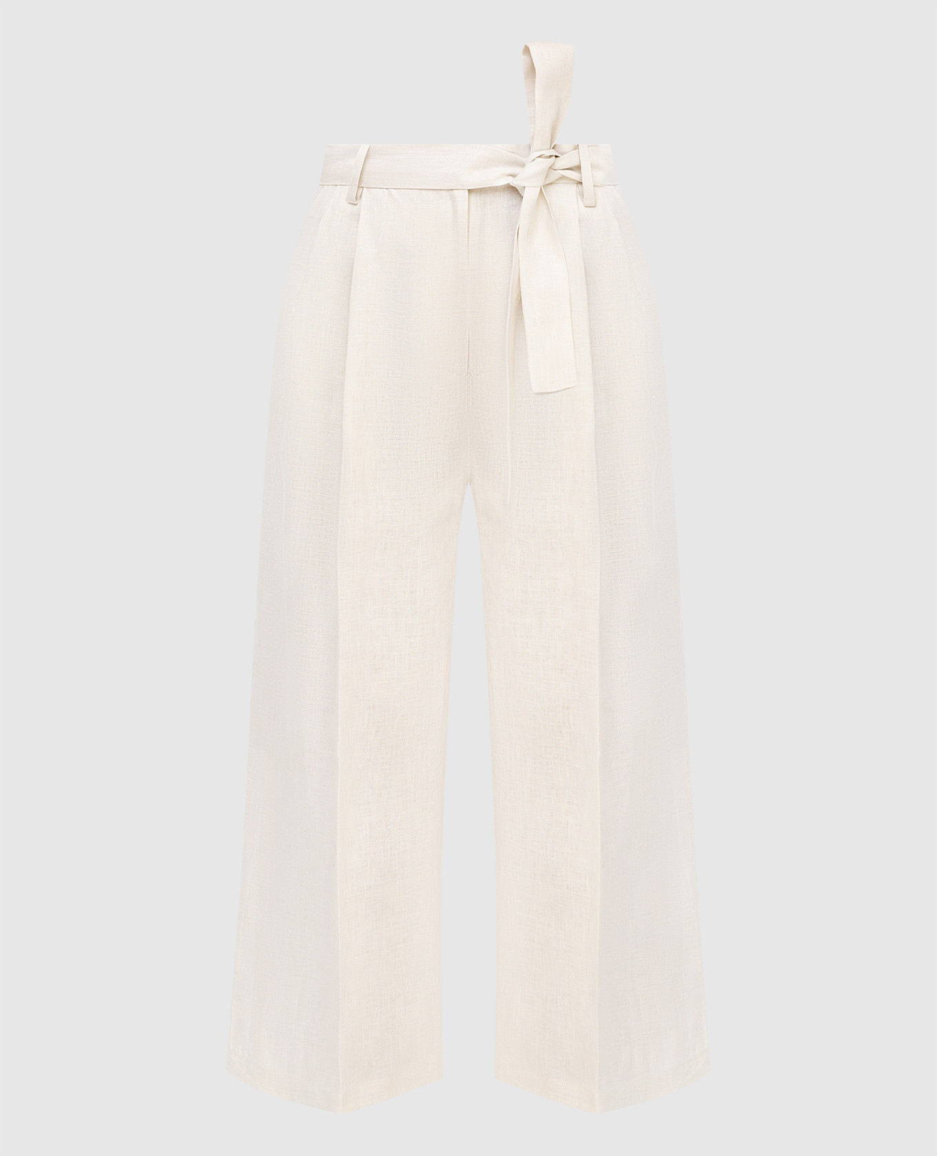 

Светло-бежевые льняные брюки широкого кроя Max & Co, Светло-бежевый, Укороченные брюки