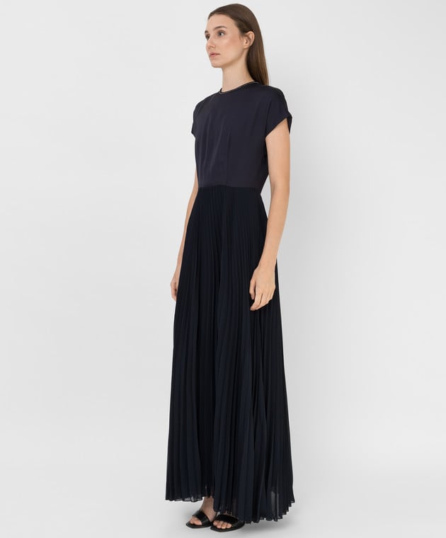 Peserico Темно-синє плаття-плісе з ланцюжками S0215600PA1940 зображення 3