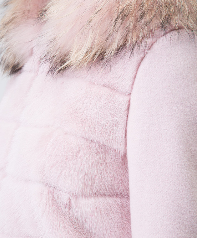 Real Furs House Рожеве пальто з хутром єнота 922RFH зображення 5
