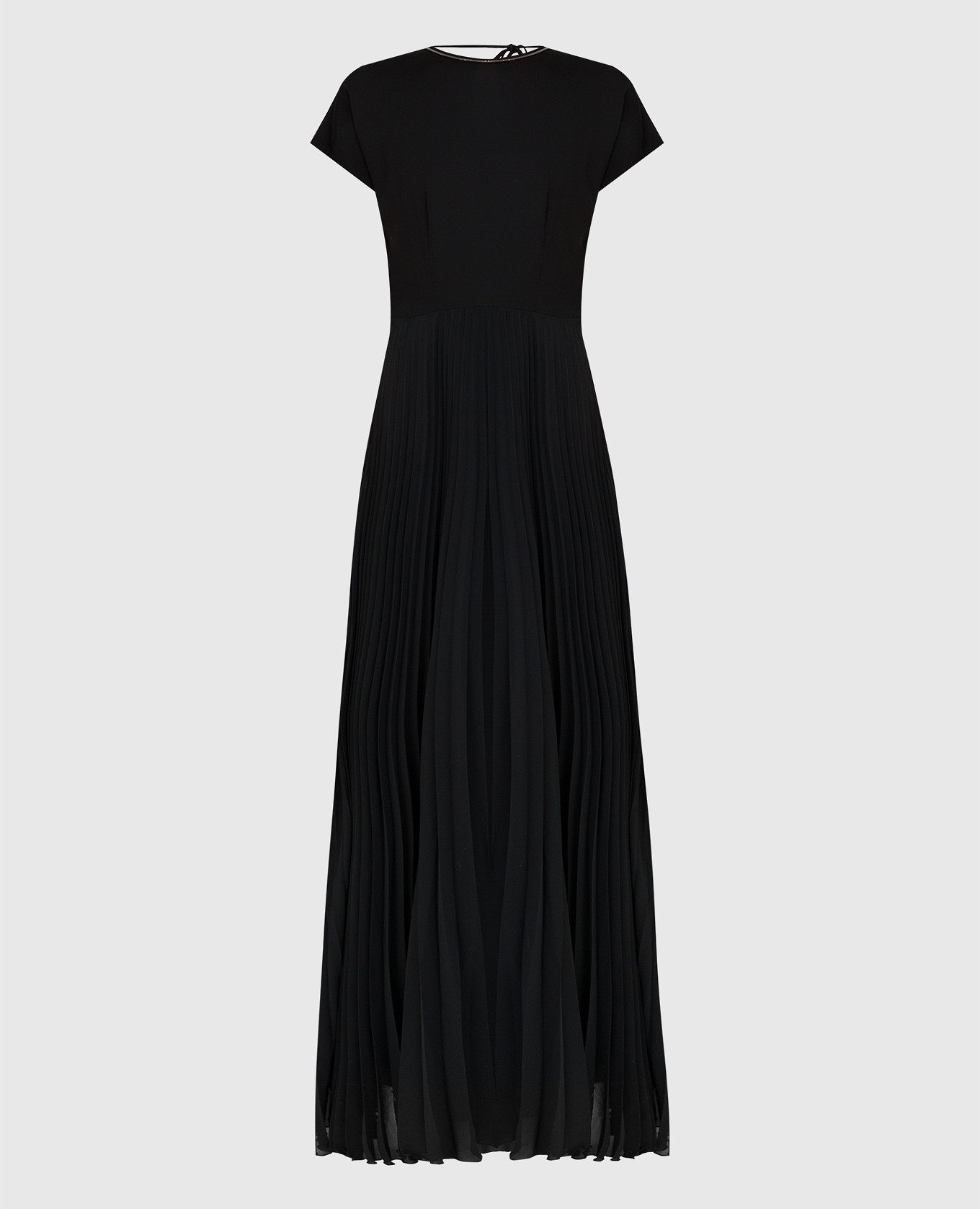 Черное платье-плиссе с цепочками