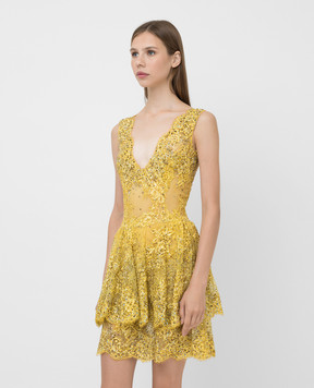 Ermanno Scervino Жовте коктейльне плаття з кристалами D392Q350OJI
