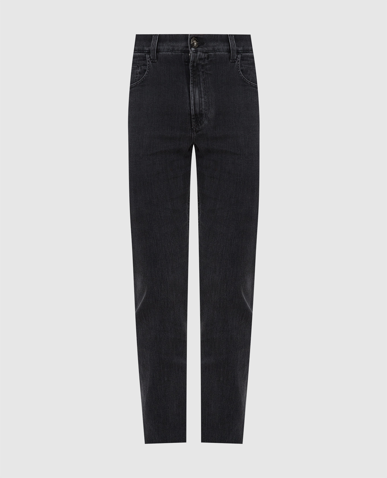 Темно-серые джинсы с вышивкой эмблемы Stefano Ricci