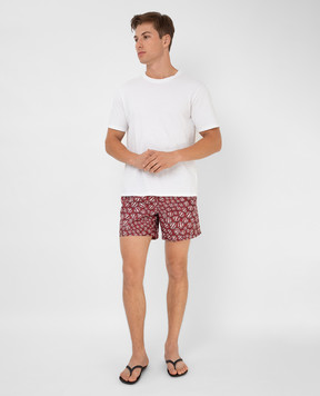 Ermenegildo Zegna Бордові шорти для плавання в принт N7B541360