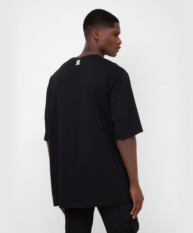 Balmain Черная футболка oversize с логотипом XH1EH015BB15 изображение 4