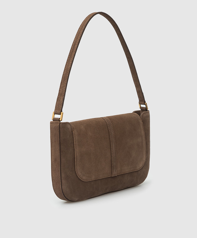 BY FAR Коричневая замшевая сумка-багет Miranda 21PFMDASWOUMED изображение 3