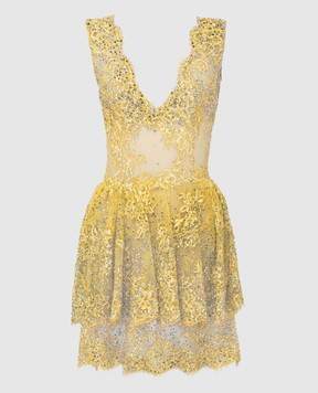 Ermanno Scervino Желтое коктейльное платье с кристаллами D392Q350OJI