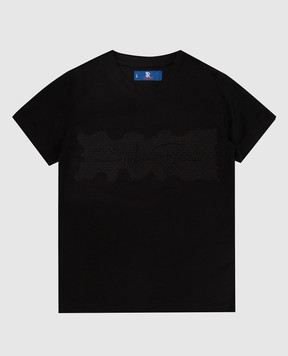 Stefano Ricci Детская черная футболка с логотипом YNH0300280TE0001