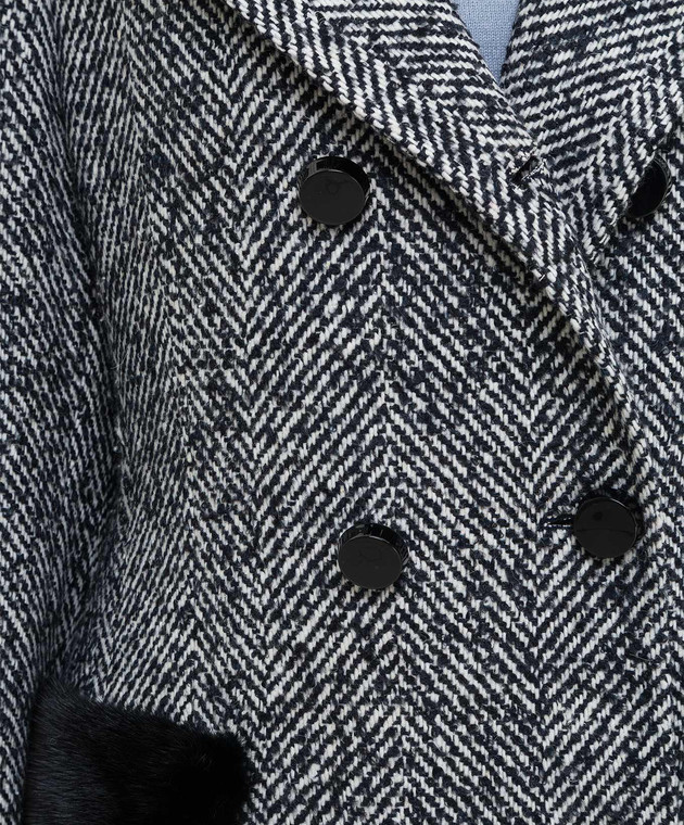 Heresis Темно-синее пальто с мехом норки C07130SLIMPVI изображение 5