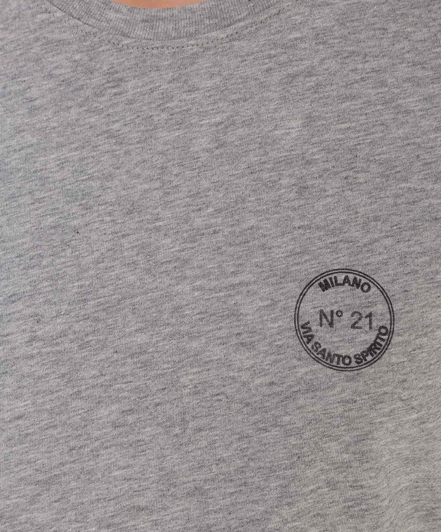N21 Серая футболка с принтом F0814157 изображение 5
