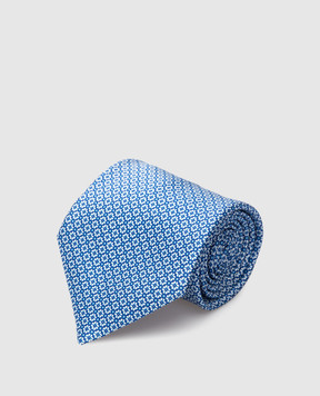 Stefano Ricci Світло-синя шовкова краватка у візерунок CH43028