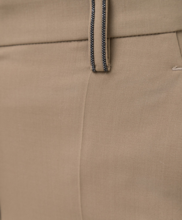 Brunello Cucinelli Бежевые брюки из шерсти MA105P6673 изображение 5