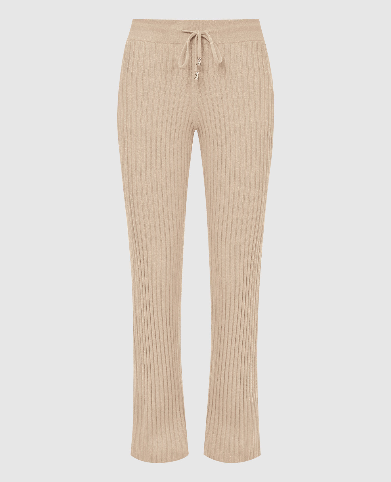 

Бежевые брюки из кашемира в рубчик Be Florence, Бежевый, Повседневные брюки casual