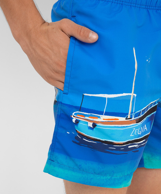 Ermenegildo Zegna Сині плавальні шорти з принтом Акварель Капрі N7B541350 зображення 5