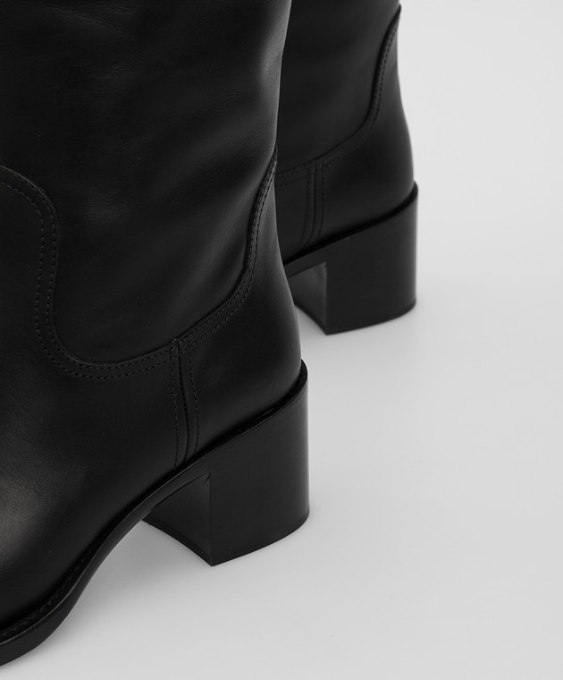 Miu Miu Черные кожаные сапоги 5W234D3L1P изображение 5