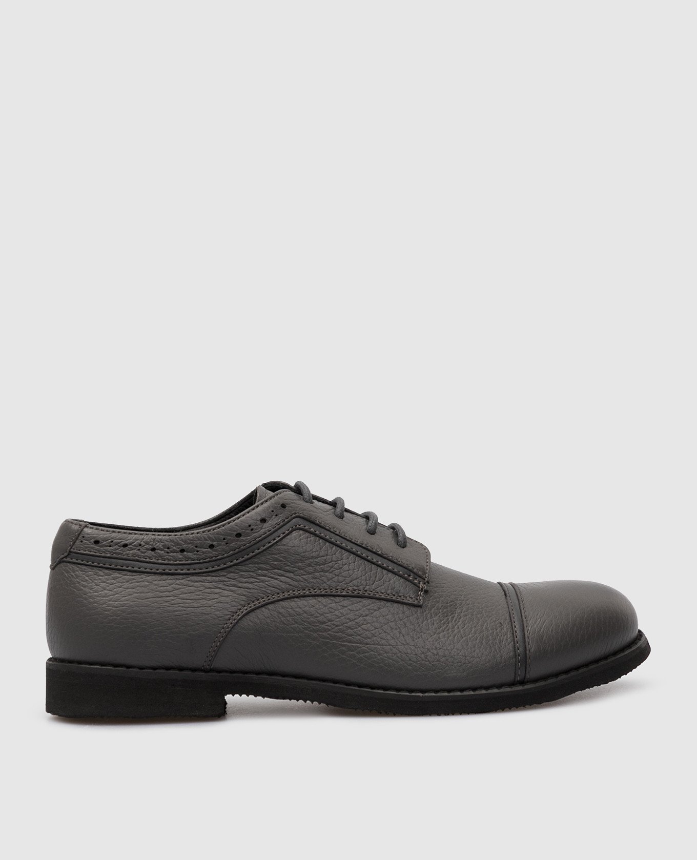 Kids Charcoal Leather Derbies