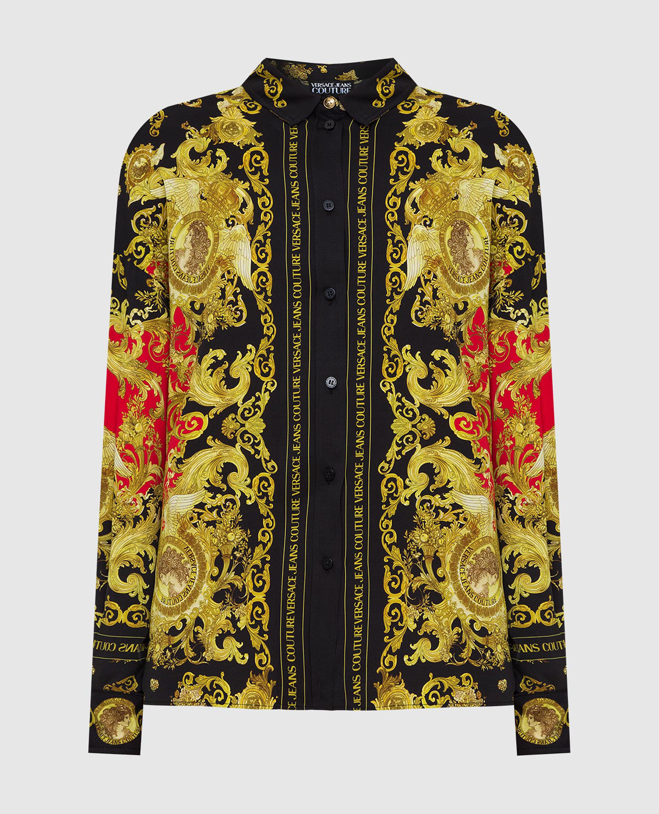 

Черная блуза в принт Barocco Versace Jeans Couture, Черный, Рубашки и блузы