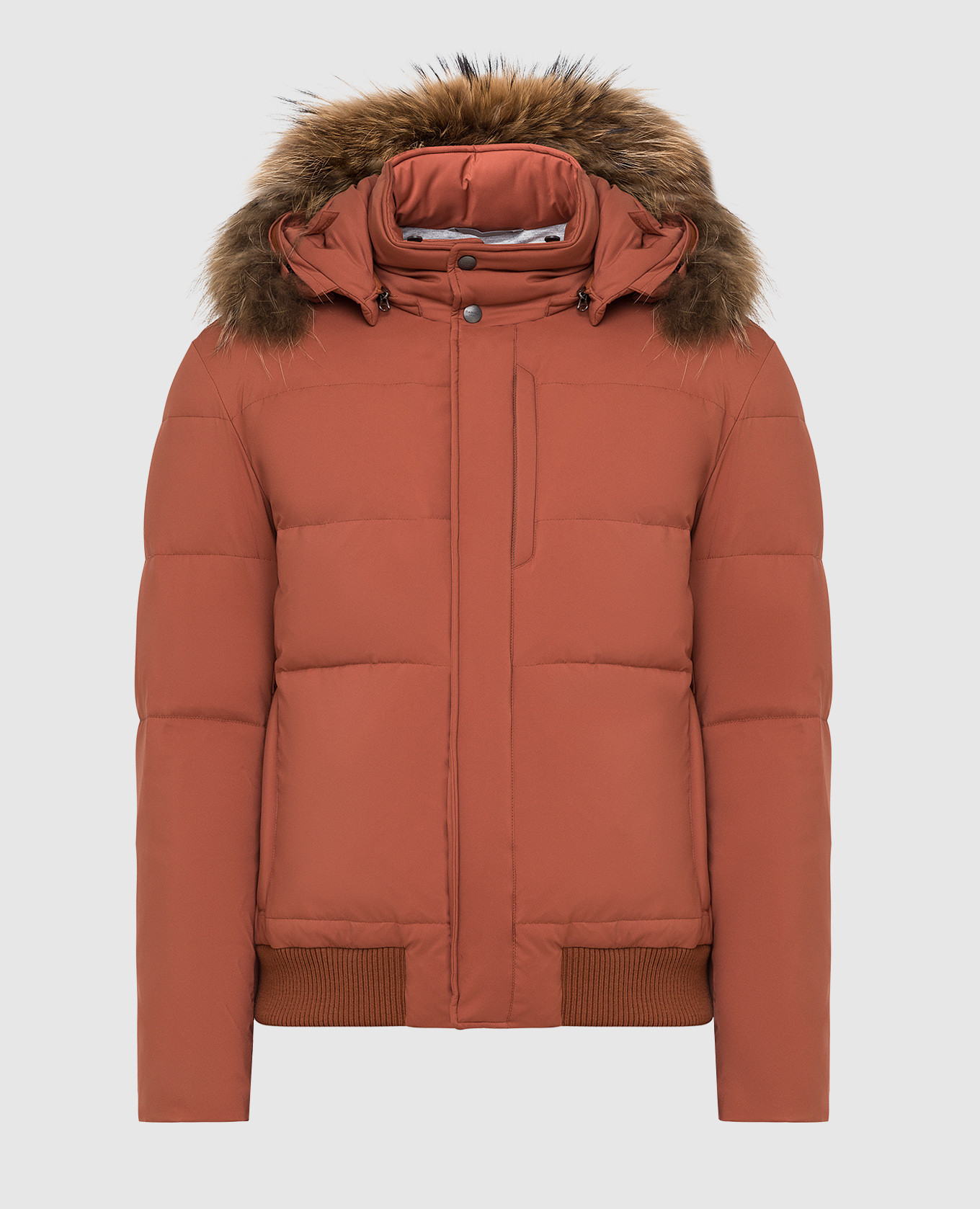 

Терракотовый пуховик с мехом Canali, Пуховики