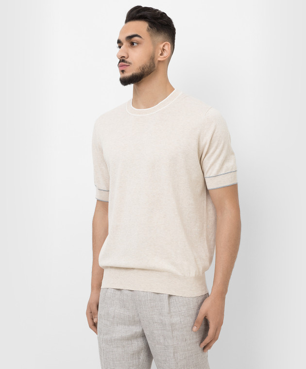 Brunello Cucinelli Светло-бежевая футболка M29802010 изображение 3