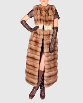 Florence Mode Коричневий жилет з хутра соболя L14115ZTORTORA