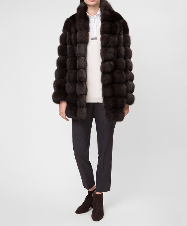 Real Furs House Чорне хутряне пальто SBR29548DARK зображення 2