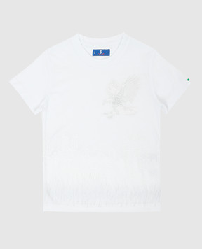 Stefano Ricci Детская белая футболка с вышивкой YNH84001LD803