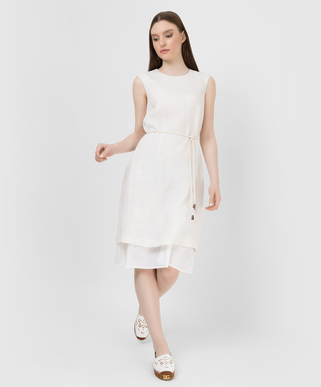 Peserico Біле лляне плаття міді S02439A2600A зображення 2