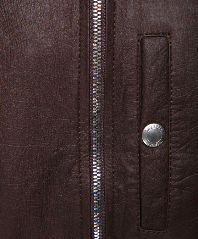 Brunello Cucinelli Коричневый кожаный жилет MPVIR1244 изображение 5