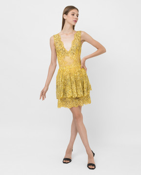 Ermanno Scervino Жовте коктейльне плаття з кристалами D392Q350OJI