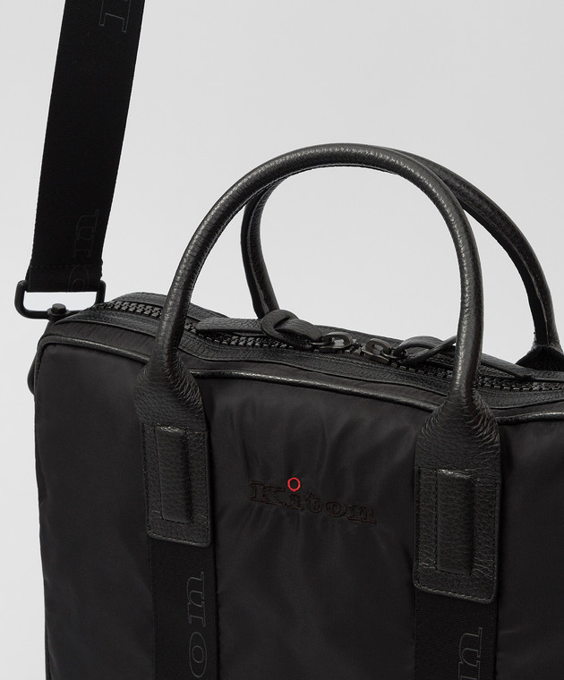 Kiton Черная сумка с вышивкой логотипа UBLAPNN00808 изображение 5