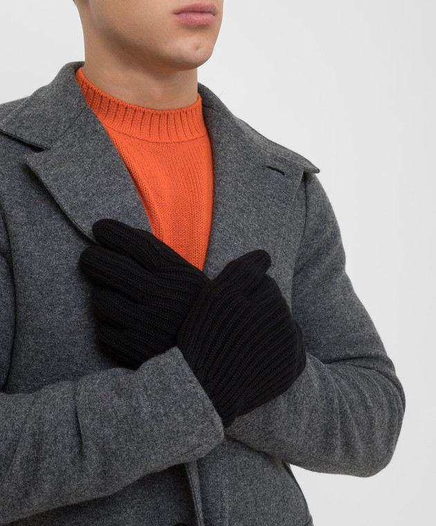 Loro Piana Черные перчатки из кашемира FAI4645 изображение 2