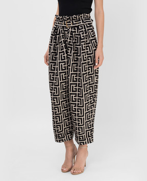 Balmain Штани з вовни в візерунок логотипу WF0PQ045W149