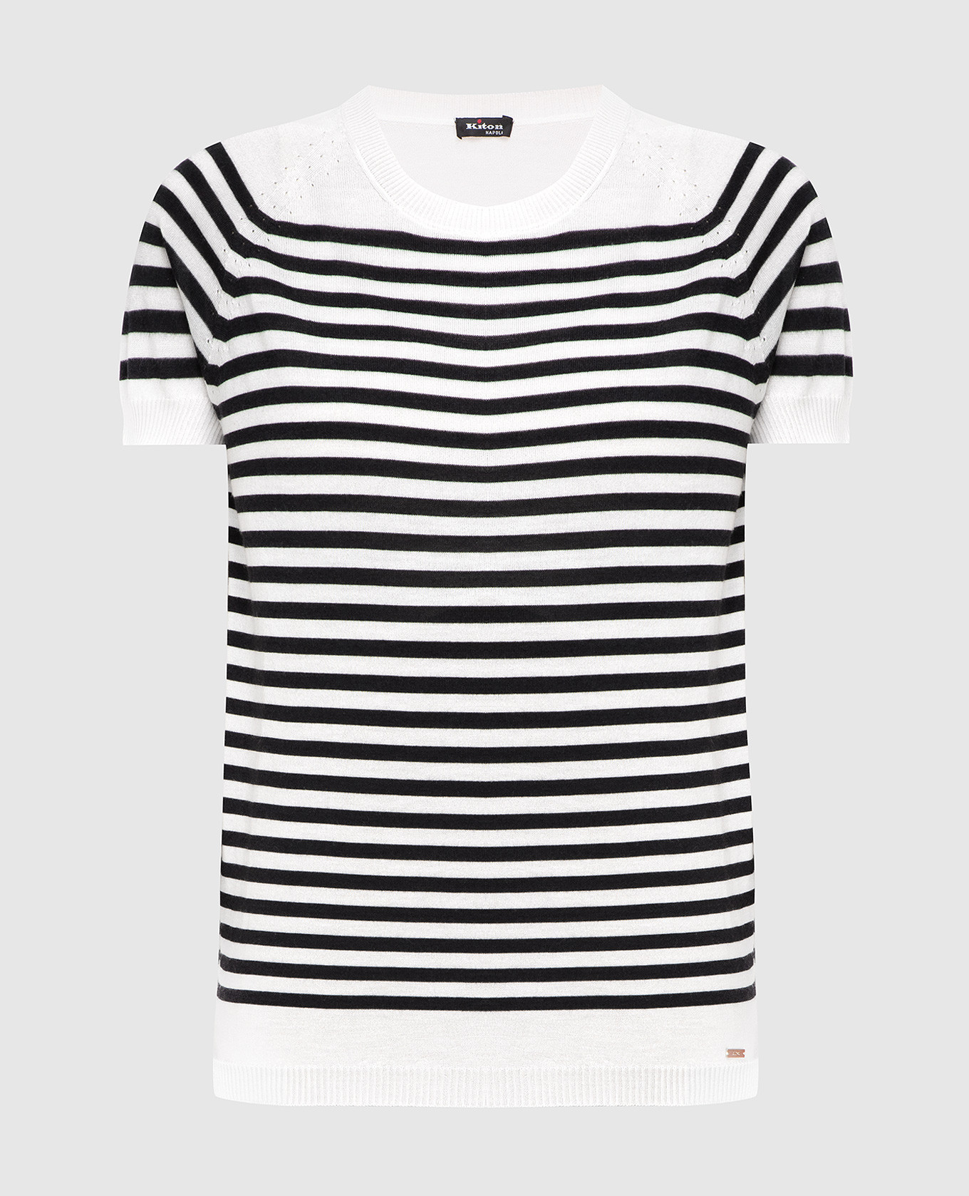 

Футболка из кашемира и шелка в полоску, Белый, Футболки