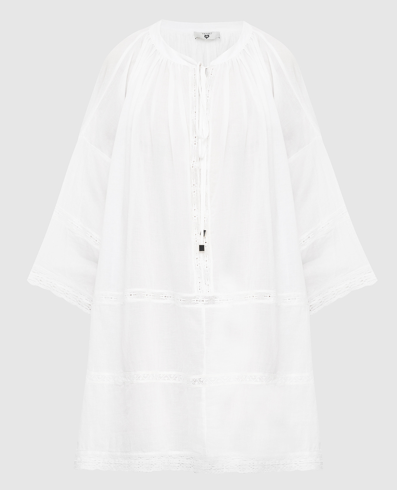 

Блуза oversize с кружевными вставками, Белый, Блузы