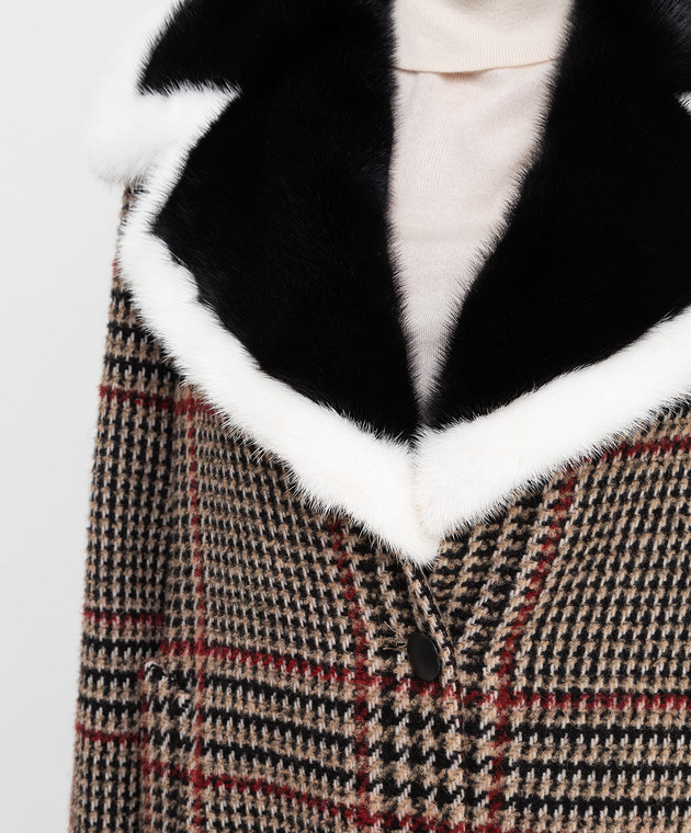 Simonetta Ravizza Бежеве пальто з хутром норки AZZURRA3 зображення 5