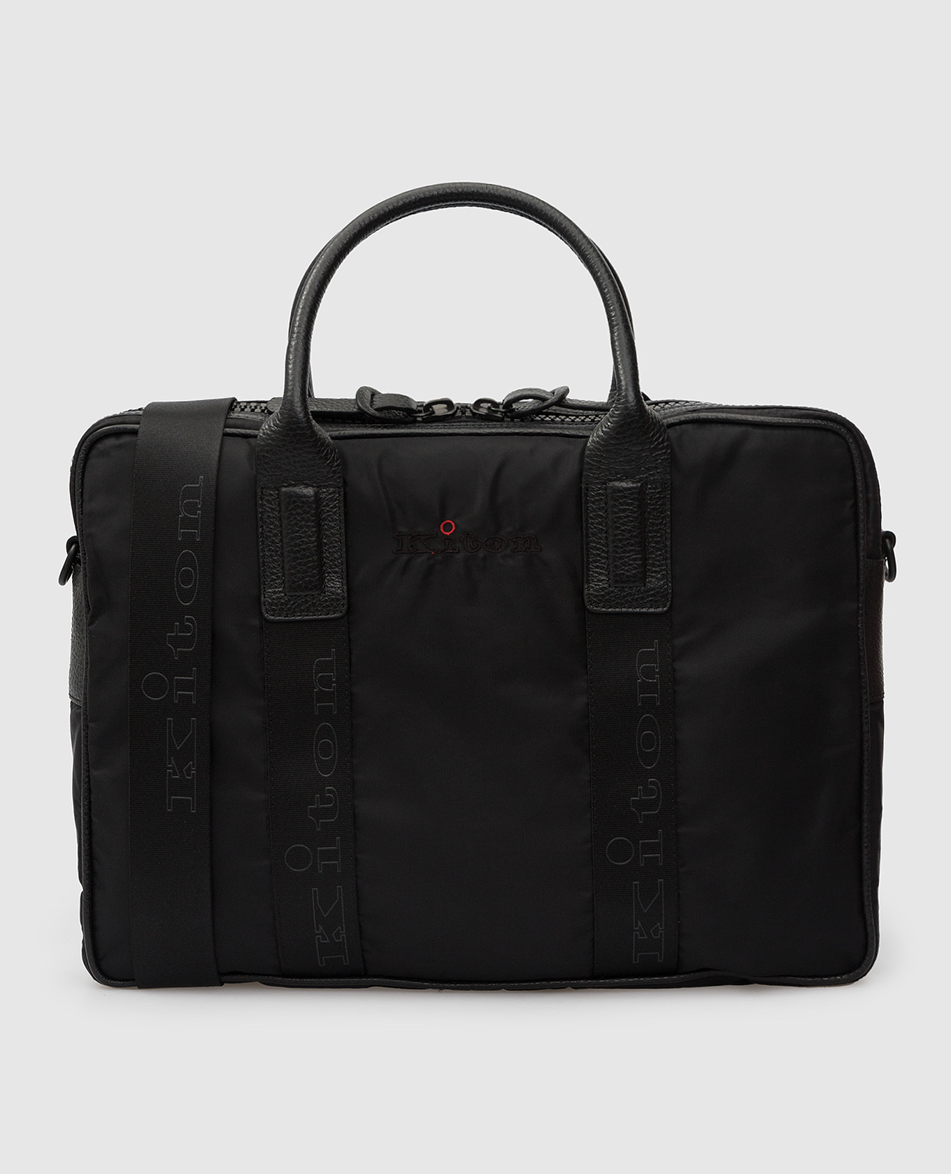 Черная сумка с вышивкой логотипа Kiton