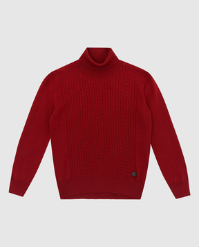 Stefano Ricci Дитячий светло-бордовий светр із вовни у візерунок KY02026D01Y19414