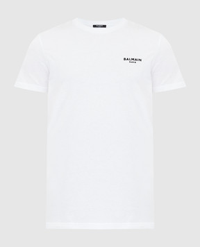 Balmain Белая футболка с логотипом XH1EF000BB04