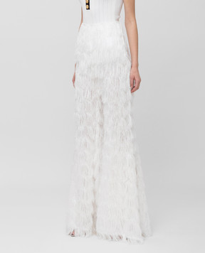Balmain Білі штани з мереживом RF15303D026