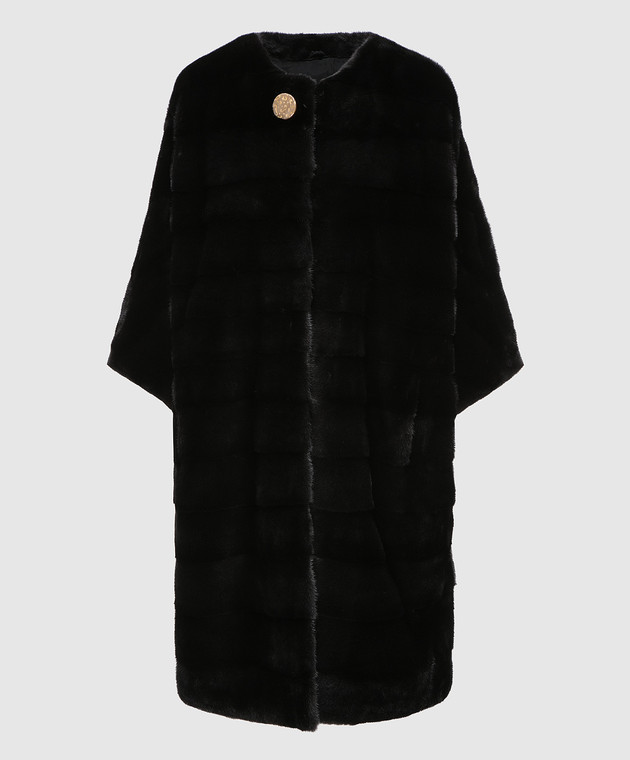 Real Furs House Чорне хутряне пальто TB923