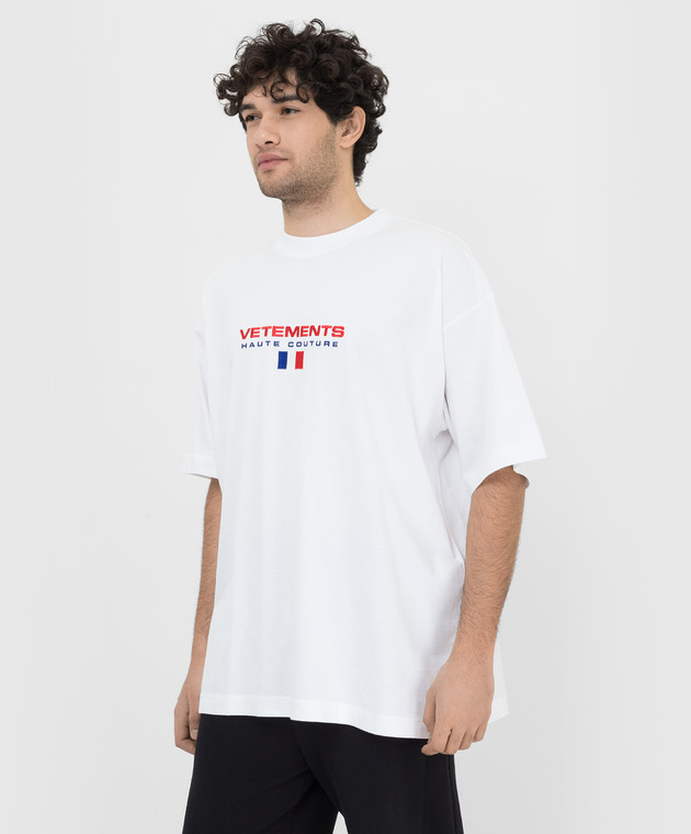 Vetements Белая футболка с вышивкой логотипа UE52TR240Wm изображение 3