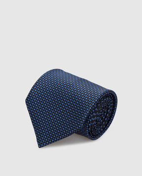 Stefano Ricci Темно-синий шелковый галстук в узор паттерн CXDD41072