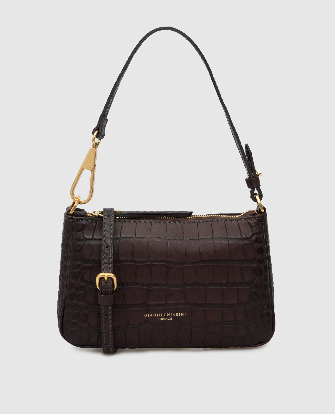 

Темно-коричневая кожаная сумка-кроссбоди Brook Gianni Chiarini, Тёмно-коричневый, Сумки