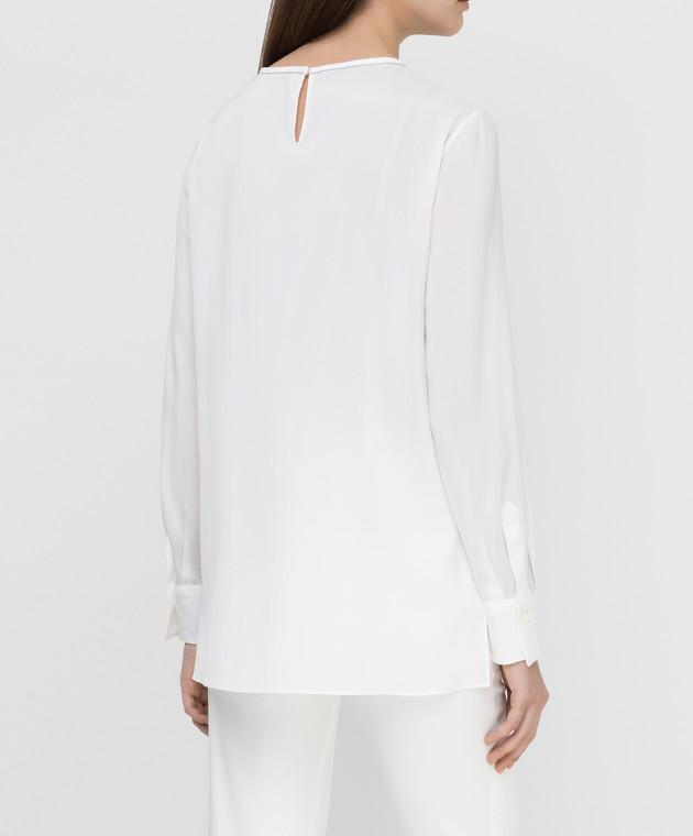 Brunello Cucinelli Белая блуза из шелка MF948DA110 изображение 4