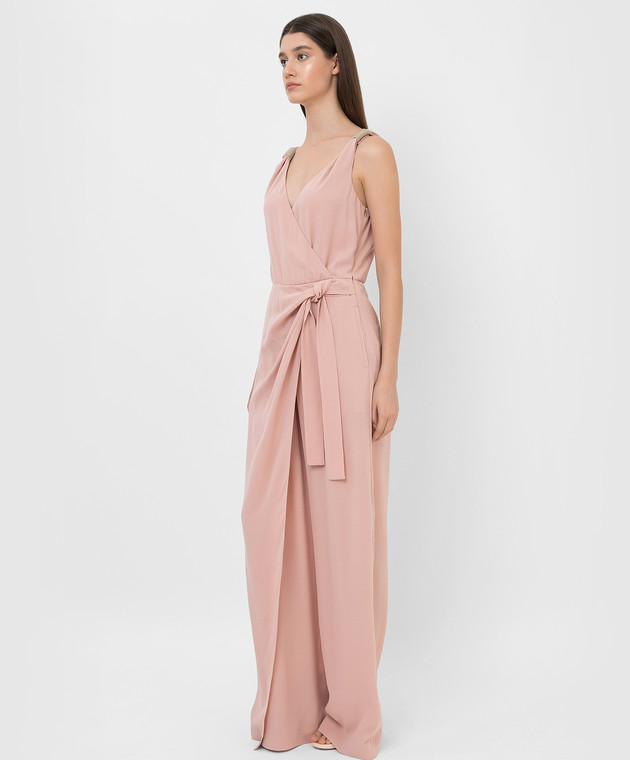 Brunello Cucinelli Powdery silk jumpsuit with slit and chains MF906BO799 image 3