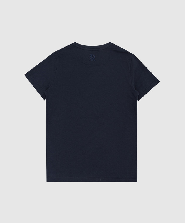 Stefano Ricci Детская темно-синяя футболка с вышивкой монограммы YNH9200530803 изображение 2