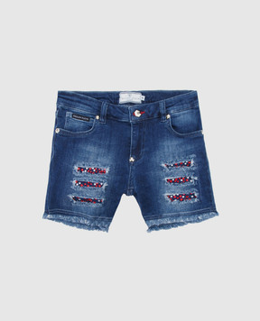 Philipp Plein Дитячі сині джинсові шорти GDT00541216