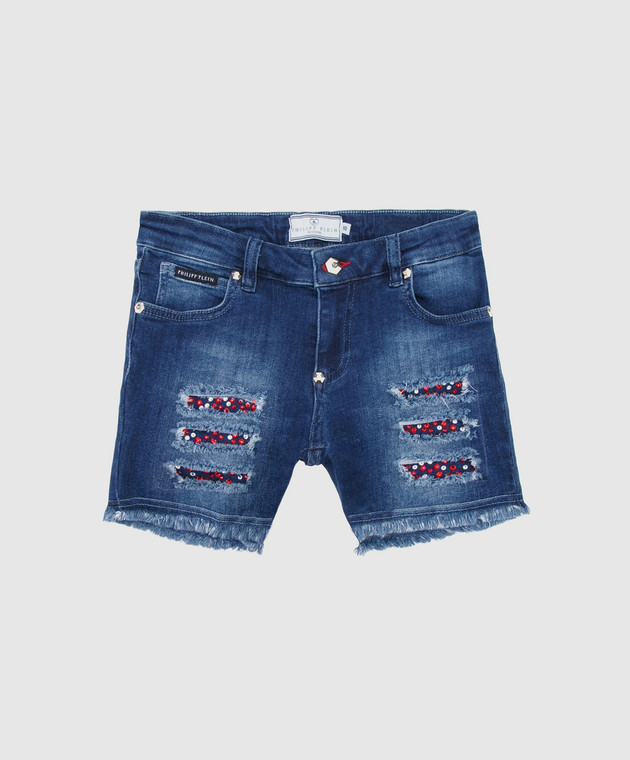 Philipp Plein Детские синие джинсовые шорты GDT00541216