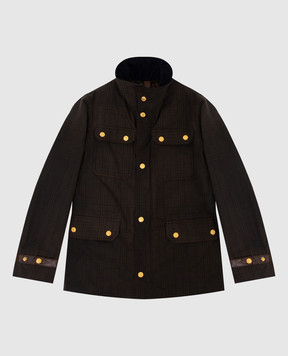 Stefano Ricci Дитяча коричнева куртка у клітку YXJ6K00030HTCERA